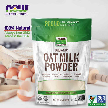 NOW Foods, Organic Oat Milk Powder, Dairy and Soy Free, No Sugar Added, Vegan, NGMO, Gluten Free, 12 Ounce (340g) Natural Foods NOW Foods USA