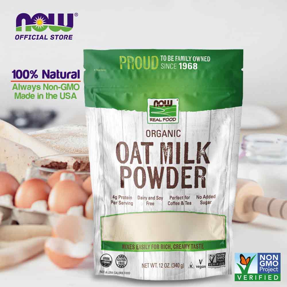 NOW Foods, Organic Oat Milk Powder, Dairy and Soy Free, No Sugar Added, Vegan, NGMO, Gluten Free, 12 Ounce (340g) - Bloom Concept