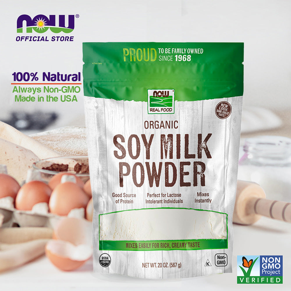 NOW Foods, Organic Soy Milk Powder, Instant Mix Dairy Alternative, Non-GMO, 20-Ounce (567g) - Bloom Concept