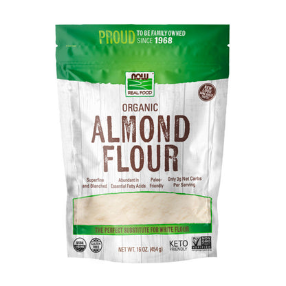 (Best by 09/25) NOW Foods, Organic Almond Flour, Superfine, Blanched, Certified Non-GMO, 16-Ounce (454 g) Natural Foods NOW Foods USA