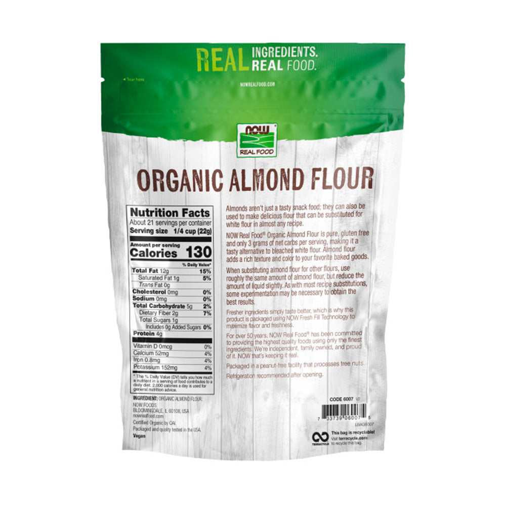 NOW Foods, Organic Almond Flour, Superfine, Blanched, Certified Non-GMO, 16-Ounce (454 g) - Bloom Concept