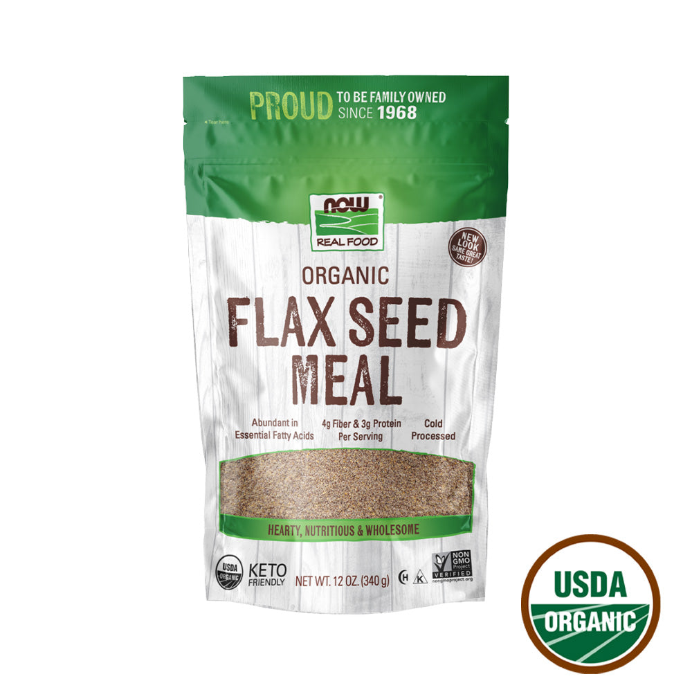 NOW Foods, Organic Flax Seed Meal, Source of Essential Fatty Acids and Fiber, Cold-Processed, Certified Non-GMO, 12-Ounce (340 g) Natural Foods NOW Foods USA