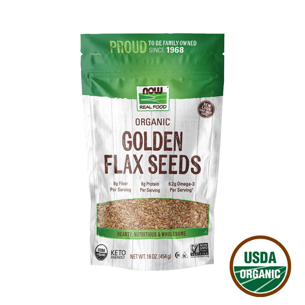 NOW Foods, Organic Golden Flax Seeds, Source of Essential Fatty Acids and Fiber, Certified Non-GMO, 16-Ounce (454 g) Natural Foods NOW Foods USA
