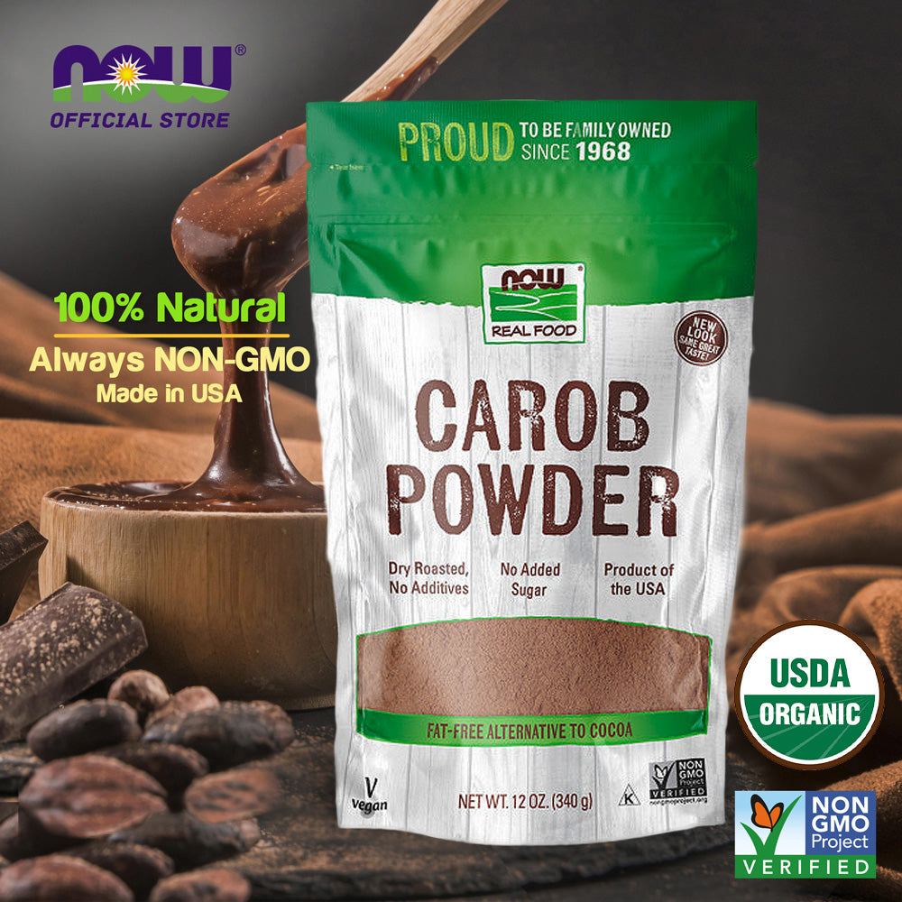 NOW Foods, Carob Powder, Dry Roasted, Additive-Free, Nutritious Substitute for Chocolate, 12-Ounce (340g) - Bloom Concept