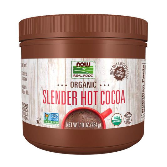 NOW Foods, Organic Cocoa Lover's Slender Hot Cocoa, No Sugar Added, Certified Non-GMO, Kosher, 10-Ounce (284g) - Bloom Concept