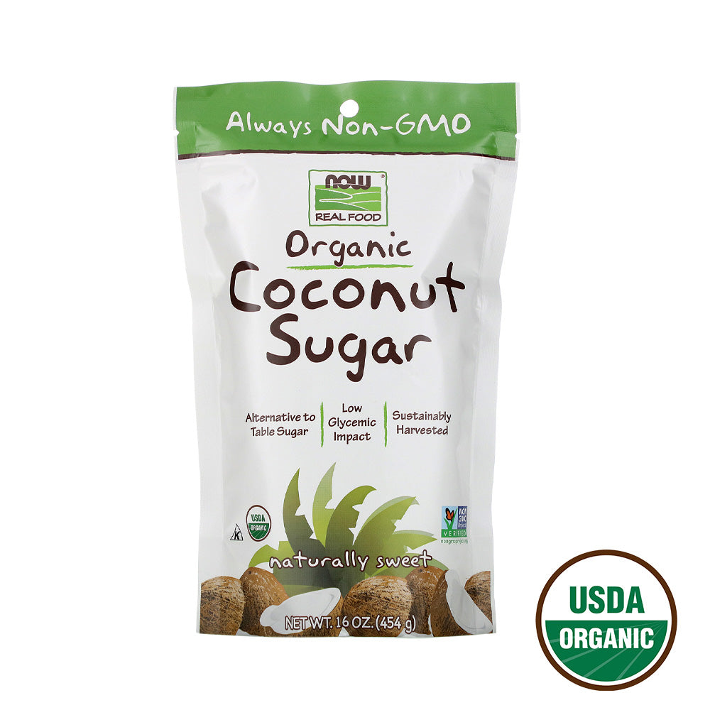 NOW Foods, Certified Organic Coconut Sugar, Alternative to Table Sugar, Low Glycemic Impact, from Sustainably Harvested Coconuts, Certified Non-GMO, 16-Ounce (454g) Natural Foods NOW Foods USA