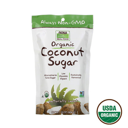 NOW Foods, Certified Organic Coconut Sugar, Alternative to Table Sugar, Low Glycemic Impact, from Sustainably Harvested Coconuts, Certified Non-GMO, 16-Ounce (454g) Natural Foods NOW Foods USA