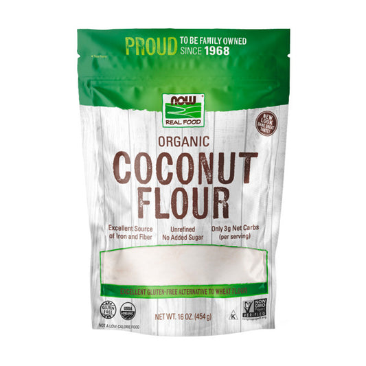 NOW Foods, Organic Coconut Flour, Unsweetened, Excellent Source of Fiber, No Added Sulfites, Certified Non-GMO, 16-Ounce (454 g) - Bloom Concept
