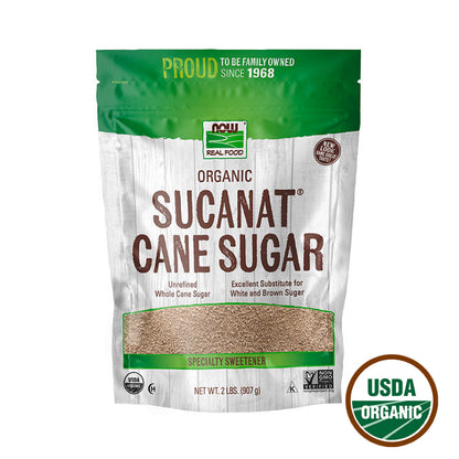 NOW Foods, Certified Organic Sucanat Cane Sugar, Powder from Pure Evaporated Cane Syrup, Excellent Substitute for White and Brown Sugar, Certified Non-GMO, 2-Pound (907g) Natural Foods NOW Foods USA