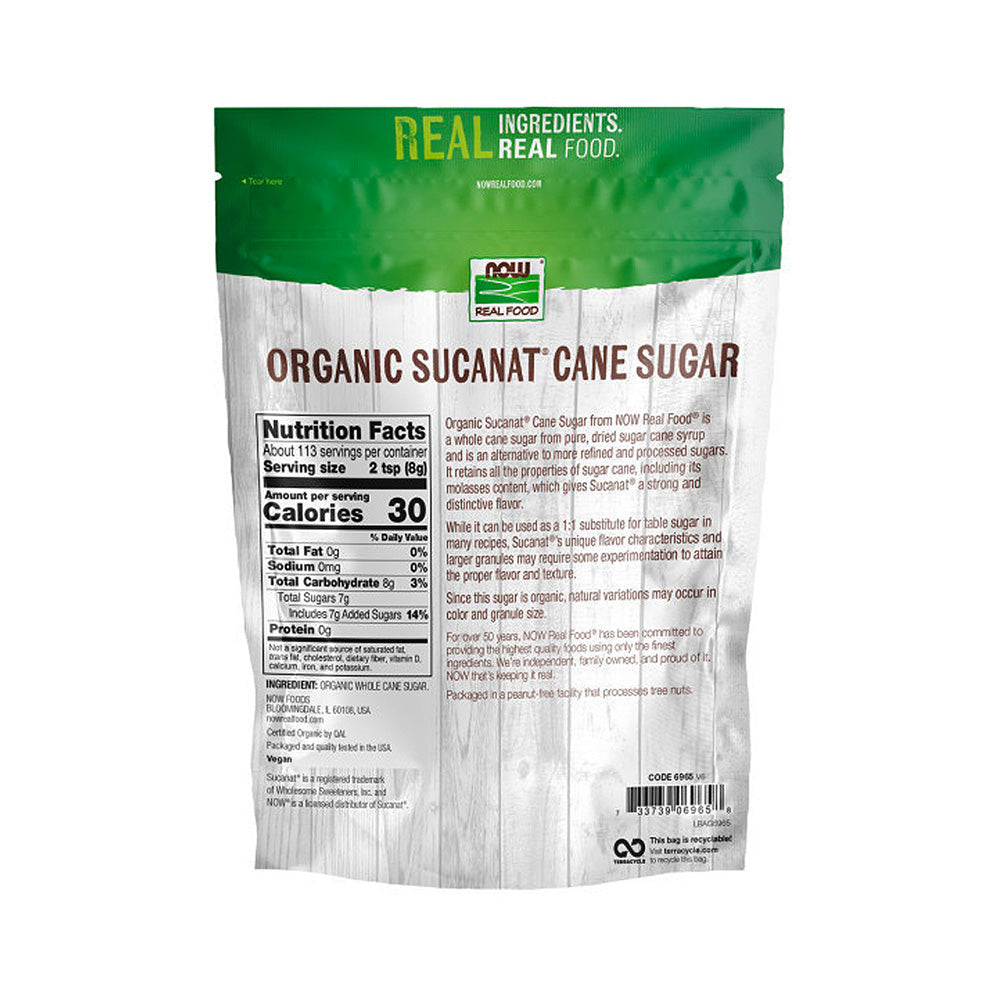 NOW Foods, Certified Organic Sucanat Cane Sugar, Powder from Pure Evaporated Cane Syrup, Excellent Substitute for White and Brown Sugar, Certified Non-GMO, 2-Pound (907g) Natural Foods NOW Foods USA