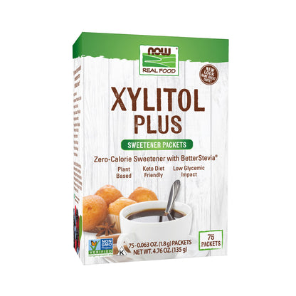 NOW Foods, Xylitol Plus Sweetener Packets with BetterStevia®, Zero Calories, Low Glycemic Impact, 75 Packets, 4.76 oz (135 g) Natural Foods NOW Foods USA
