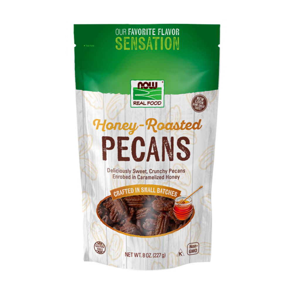 NOW Foods, Honey-Roasted Pecans, Sweet and Crunchy Pecans Fused with Caramelized Honey, 8-Ounce (227 g) - Bloom Concept