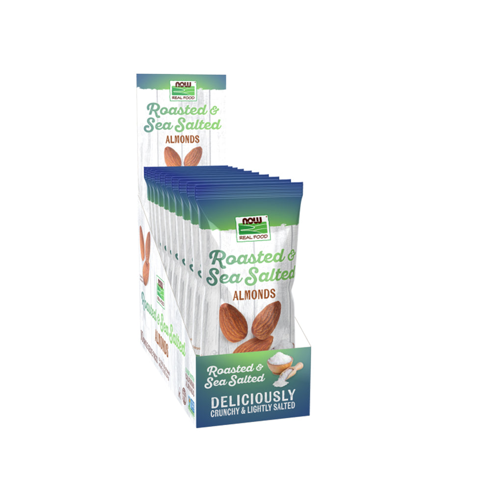 NOW Foods, Almonds, Roasted with Sea Salt, Source of Protein, Fiber and Healthy Fatty Acids, Grown in the USA, Certified Non-GMO, 10 Single Packets Natural Foods NOW Foods USA