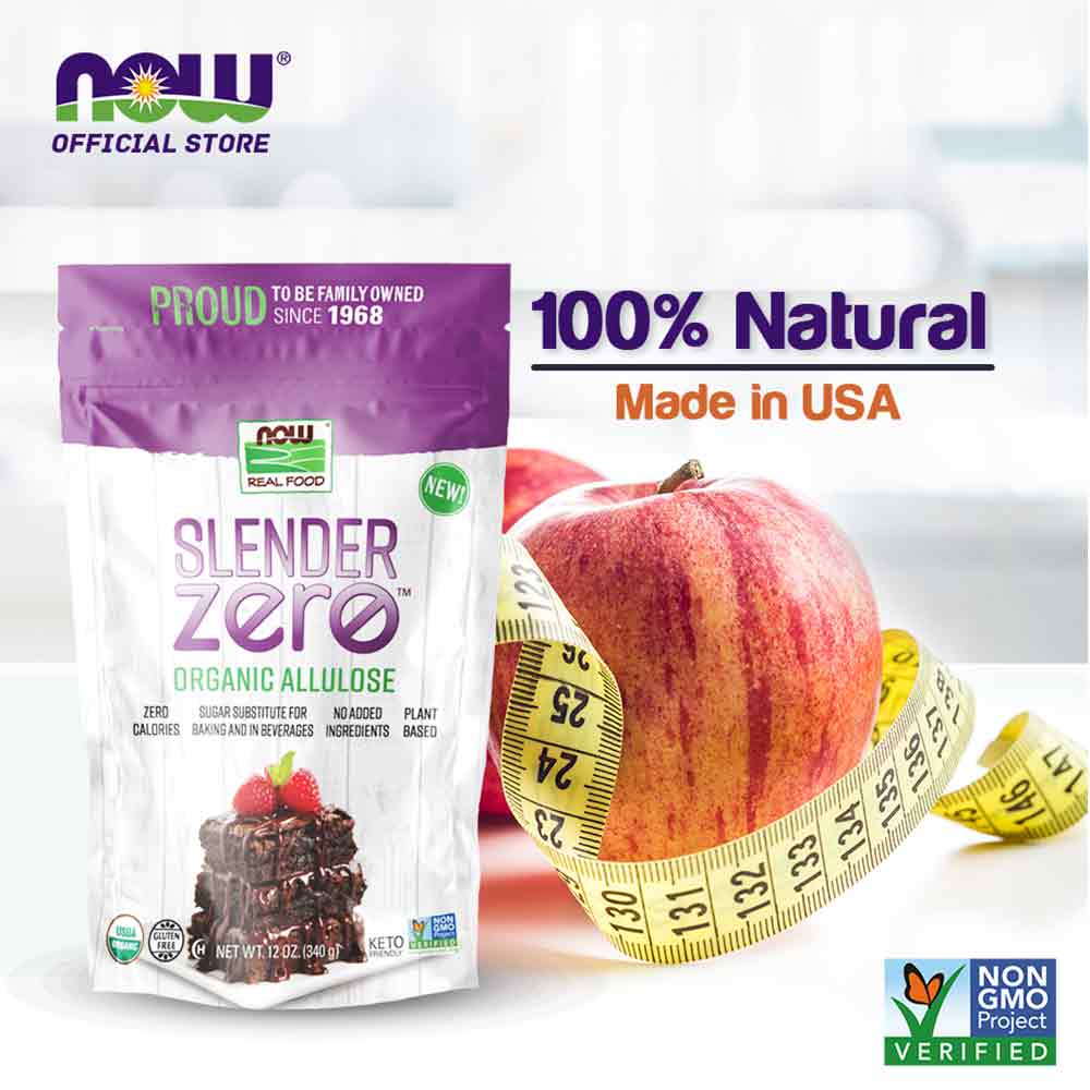 NOW Real Food, Slender Zero, Organic Allulose, Zero Calories, Sugar Substitute for Baking and Beverages, No Added Ingredients, Plant Based, 12 oz (340 g) - Bloom Concept