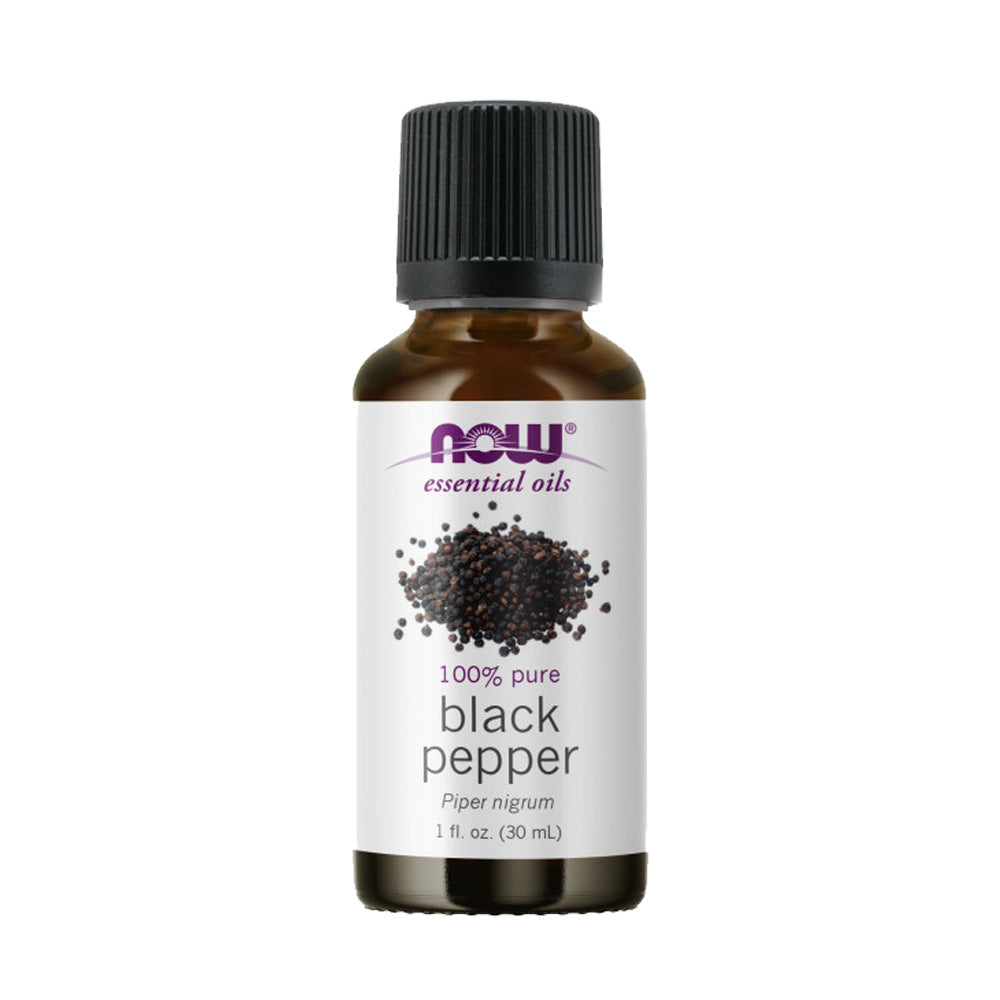 NOW Essential Oils, Black Pepper Oil, Spicy Aromatherapy Scent, Steam Distilled, 100% Pure, Vegan, Child Resistant Cap, 1-Ounce (30ml) - Bloom Concept