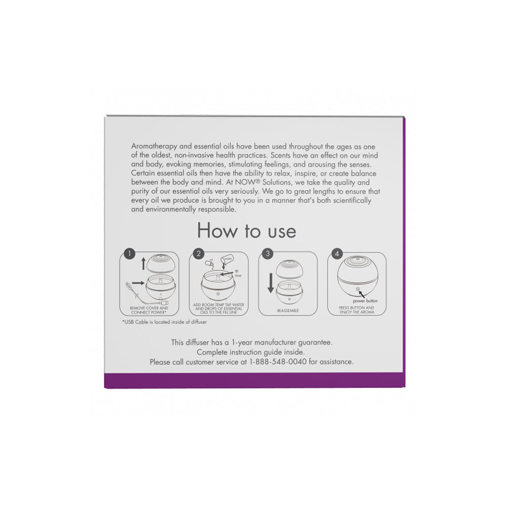 NOW Solutions, Aroma Orb Diffuser, Extremely Quiet, Heat Free and Easy to Clean Diffuser NOW Foods USA