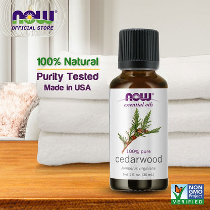 NOW Essential Oils, Cedarwood Oil, Strengthening Aromatherapy Scent, Steam Distilled, 100% Pure, 1-Ounce (30 ml) Essential oils NOW Foods USA