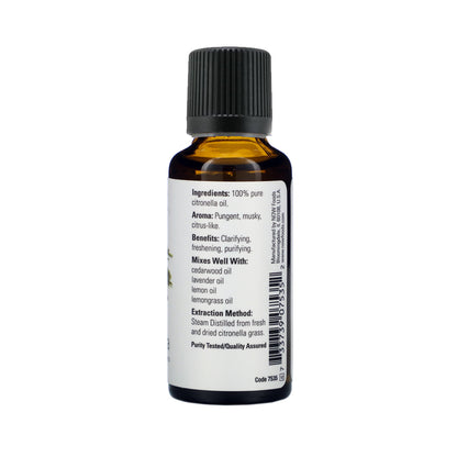 NOW Essential Oils, Citronella Oil, Freshening Aromatherapy Scent, Steam Distilled, 100% Pure, Vegan, Child Resistant Cap, 1-Ounce (30 ml) Essential oils NOW Foods USA