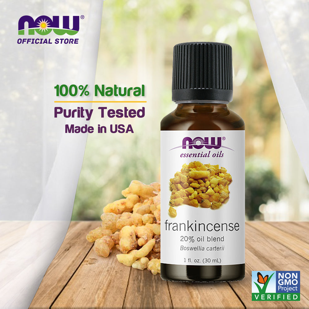 NOW Foods Frankincense Oil Blend, 20% Blend of Pure Frankincense Oil in Pure Jojoba Oil, Centering Aromatherapy Scent,1-Ounce (30ml) - Bloom Concept