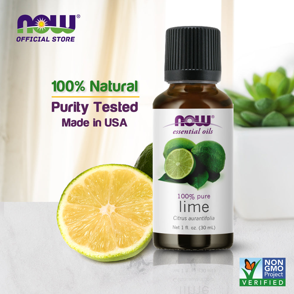 NOW FOODS Essential Oils, Lime Oil, Citrus Aromatherapy Scent, Cold Pressed, 100% Pure, Vegan, Child Resistant Cap, 1-Ounce (30 ml) - Bloom Concept