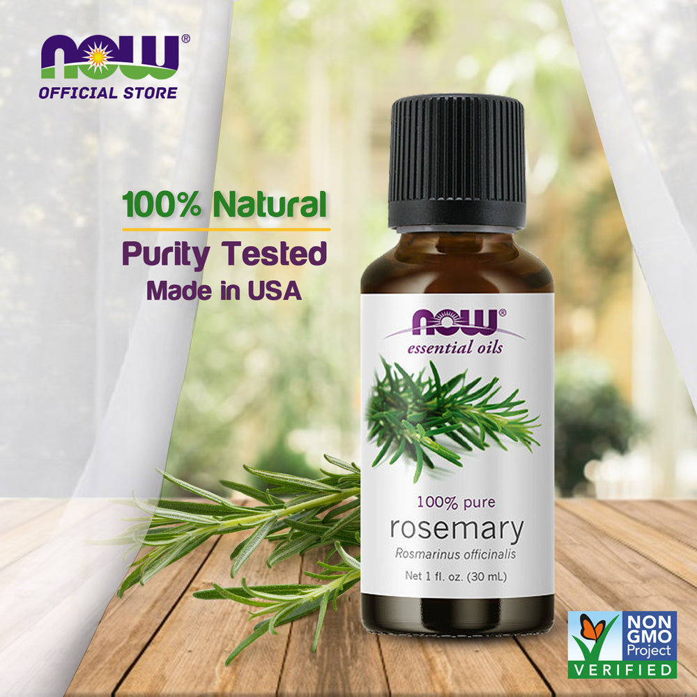 NOW FOODS Essential Oils, Rosemary Oil, Purifying Aromatherapy Scent, Steam Distilled, 100% Pure, Vegan, Child Resistant Cap, 1-Ounce (30 ml) - Bloom Concept