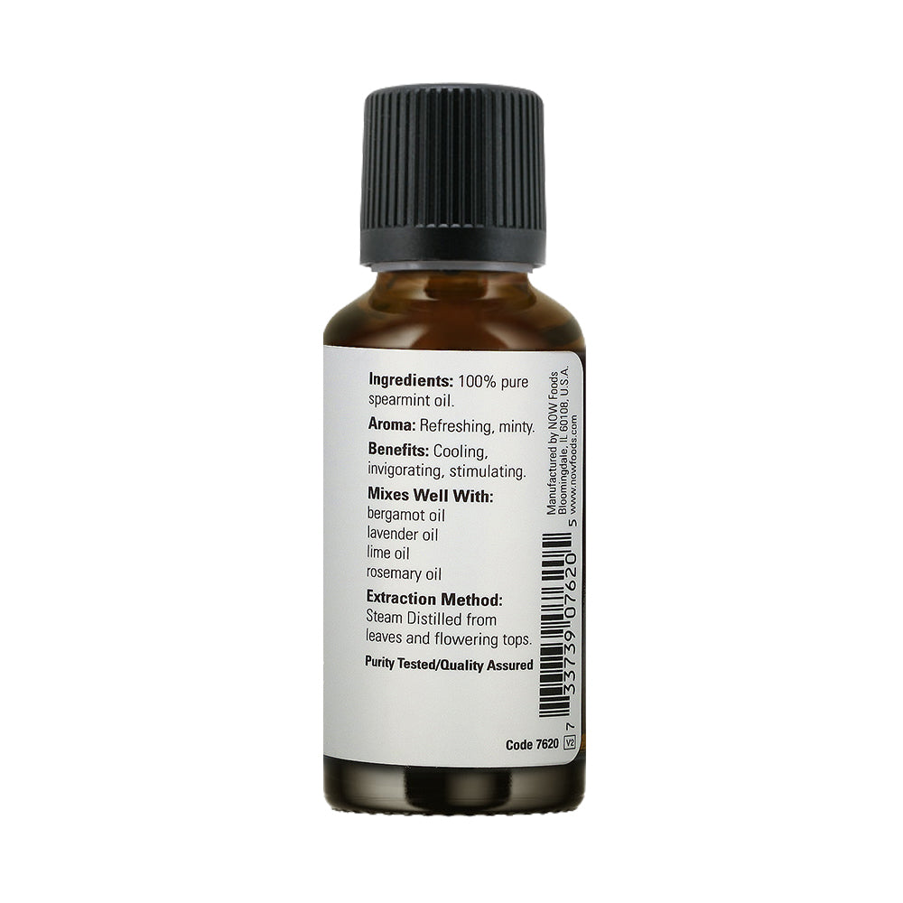 NOW FOODS Essential Oils, Spearmint Oil, Stimulating Aromatherapy Scent, Steam Distilled, 100% Pure, Vegan, Child Resistant Cap, 1-Ounce (30 ml) Essential oils NOW Foods USA