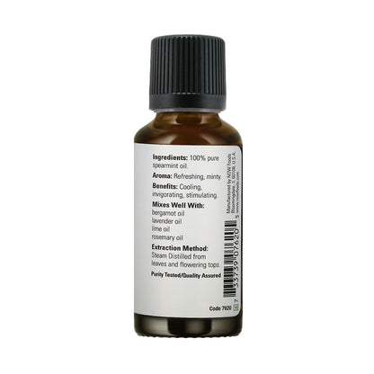 NOW FOODS Essential Oils, Spearmint Oil, Stimulating Aromatherapy Scent, Steam Distilled, 100% Pure, Vegan, Child Resistant Cap, 1-Ounce (30 ml) Essential oils NOW Foods USA