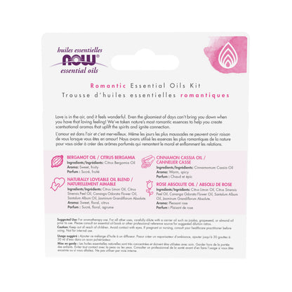 NOW Essential Oils, Love at First Scent Aromatherapy Kit, 4x10ml Including Bergamot, Cinnamon Cassia, Rose Absolute and our Naturally Loveable Essential Oil Blend With Child Resistant Caps Essential oils NOW Foods USA