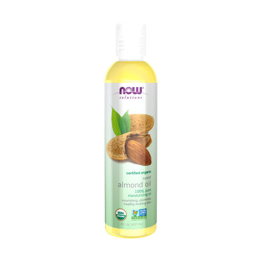 NOW Solutions, Organic Sweet Almond Oil, 100% Pure Moisturizing Oil, Promotes Healthy-Looking Skin, Unscented Oil, 8-Ounce (237ml) - Bloom Concept