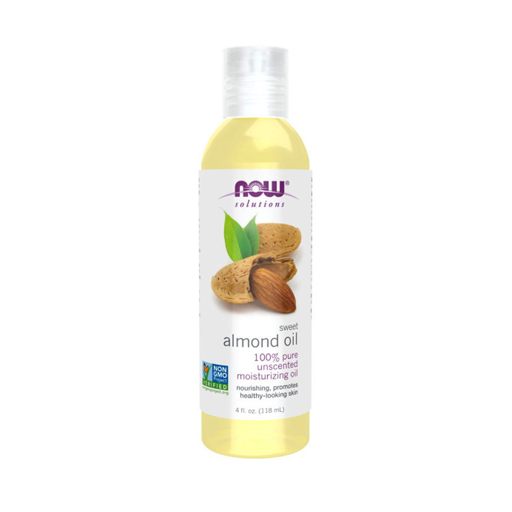 NOW Solutions, Sweet Almond Oil, 100% Pure Moisturizing Oil, Promotes Healthy-Looking Skin, Unscented Oil, 4-Ounce (118ml) - Bloom Concept