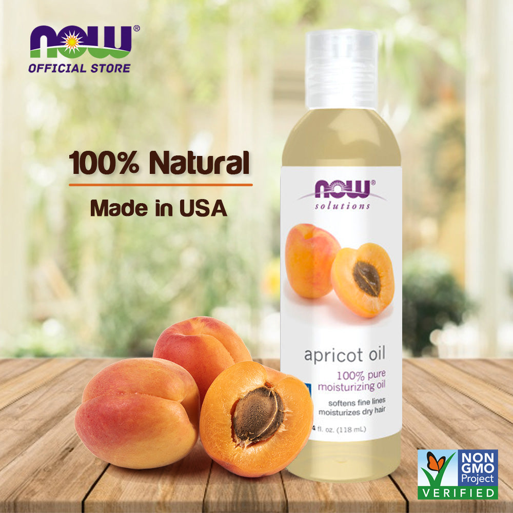 NOW Solutions, Apricot Kernel Oil, Hair Moisturizer, Rejuvenating Skin Oil, Softens Fine Lines, 4-Ounce (118ml) - Bloom Concept