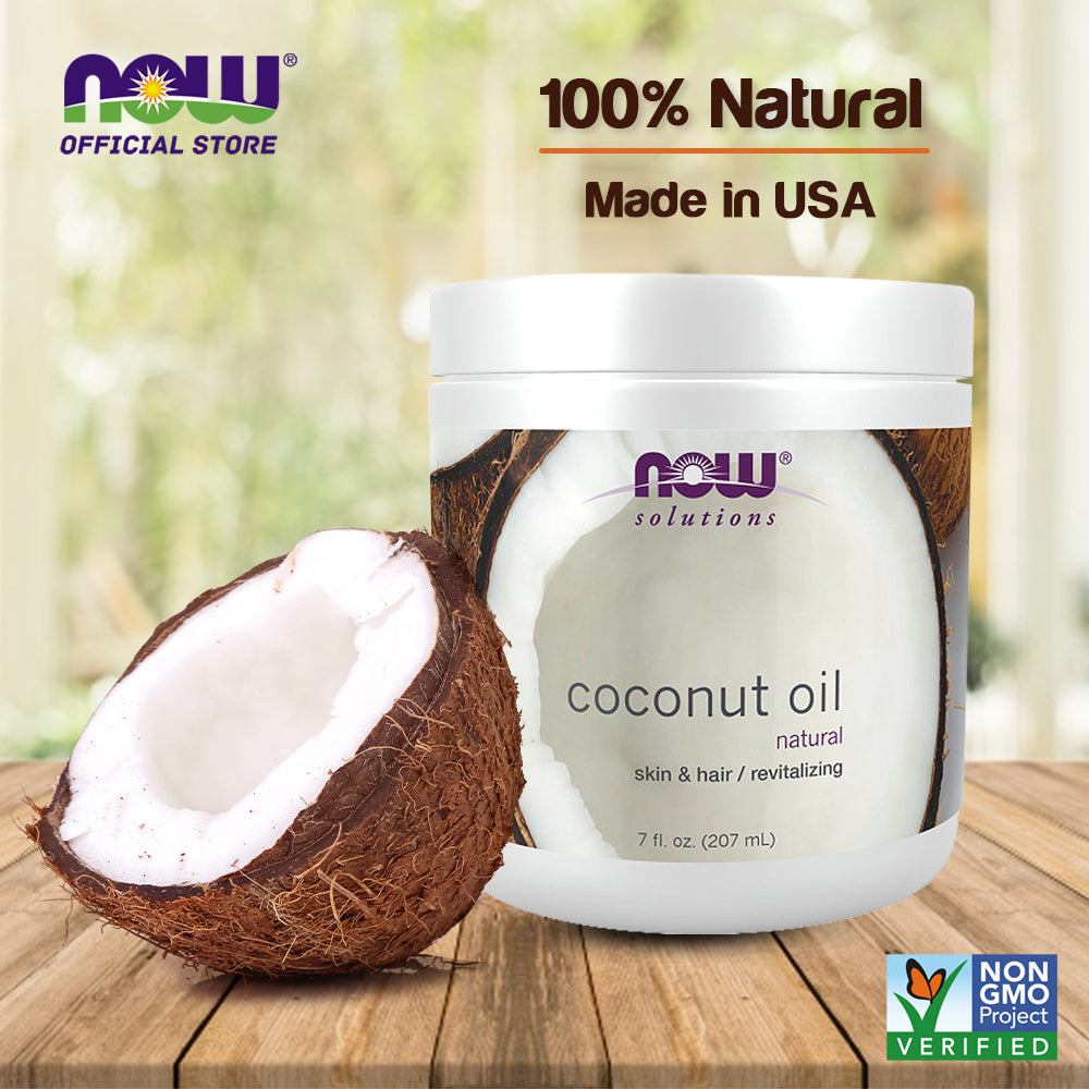 NOW Solutions, Coconut Oil, Naturally Revitalizing for Skin and Hair, Conditioning Moisturizer, 7-Ounce (207ml) - Bloom Concept