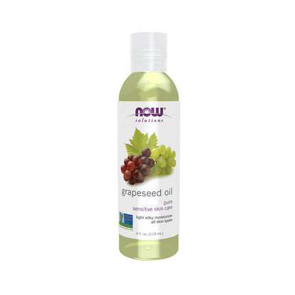 NOW Solutions, Grapeseed Oil, Skin Care for Sensitive Skin, Light Silky Moisturizer for All Skin Types, 4-Ounce (118ml)