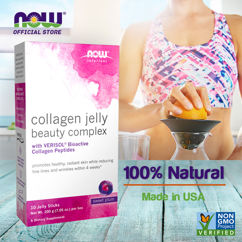 NOW Solutions, Collagen Jelly Beauty Complex, Sweet Plum Flavor, 10 Jelly Sticks - Bloom Concept