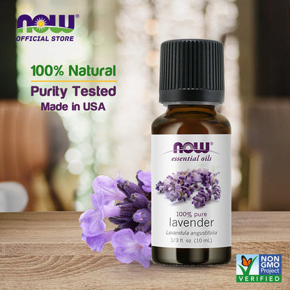 NOW FOODS Essential Oils, Lavender Oil, Soothing Aromatherapy Scent, Steam Distilled, (10 ml) Essential oils NOW Foods USA
