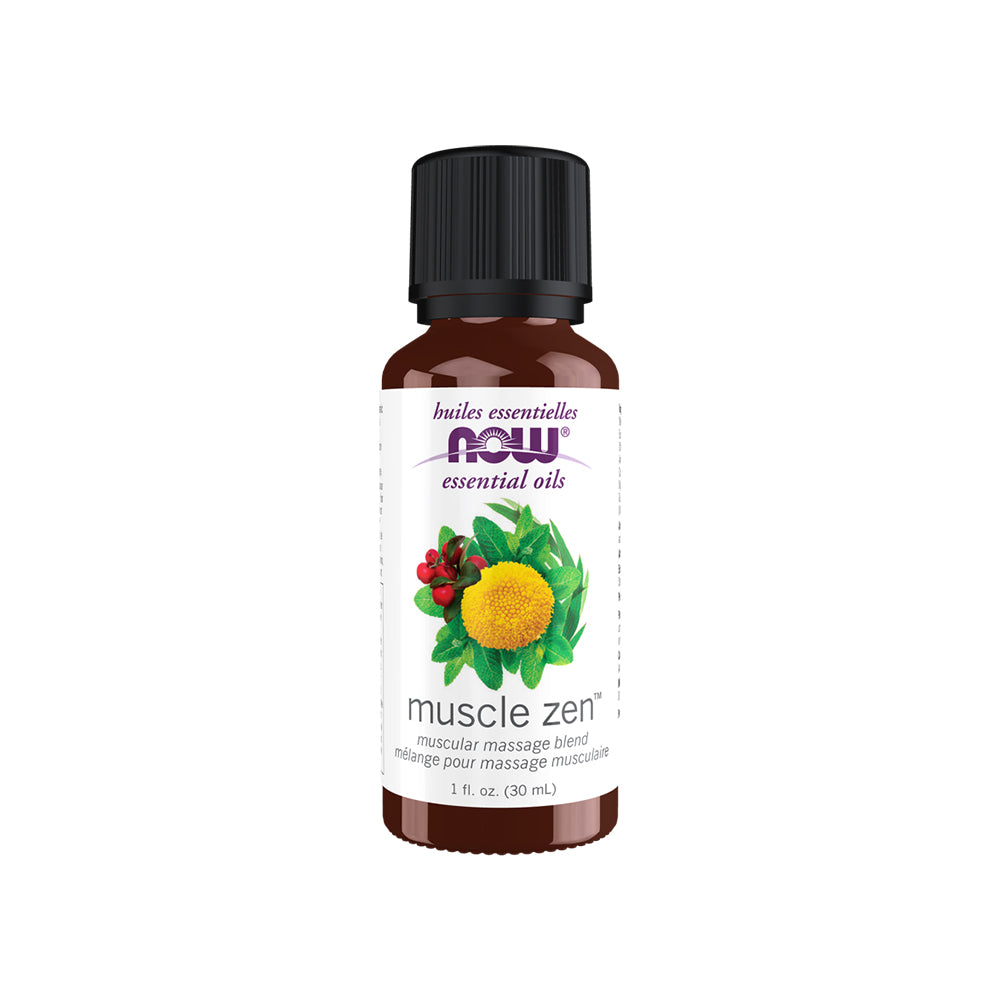 NOW Essential Oils, Muscle Zen™ Essential Oil Blend for Sports Massage, Steam Distilled, 1-Ounce (30ml) Essential oils NOW Foods USA