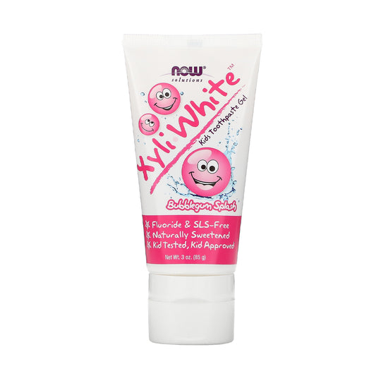 NOW Solutions, Xyliwhite™ Toothpaste Gel for Kids, Bubblegum Splash Flavor, Kid Approved! 3-Ounce, packaging may vary - Bloom Concept