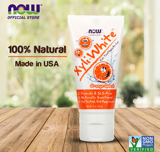 (Best by 05/24) NOW Solutions, Xyliwhite Toothpaste Gel for Kids, Orange Splash Flavor, Kid Approved! 3-Ounce, packaging may vary (85 g) - Bloom Concept