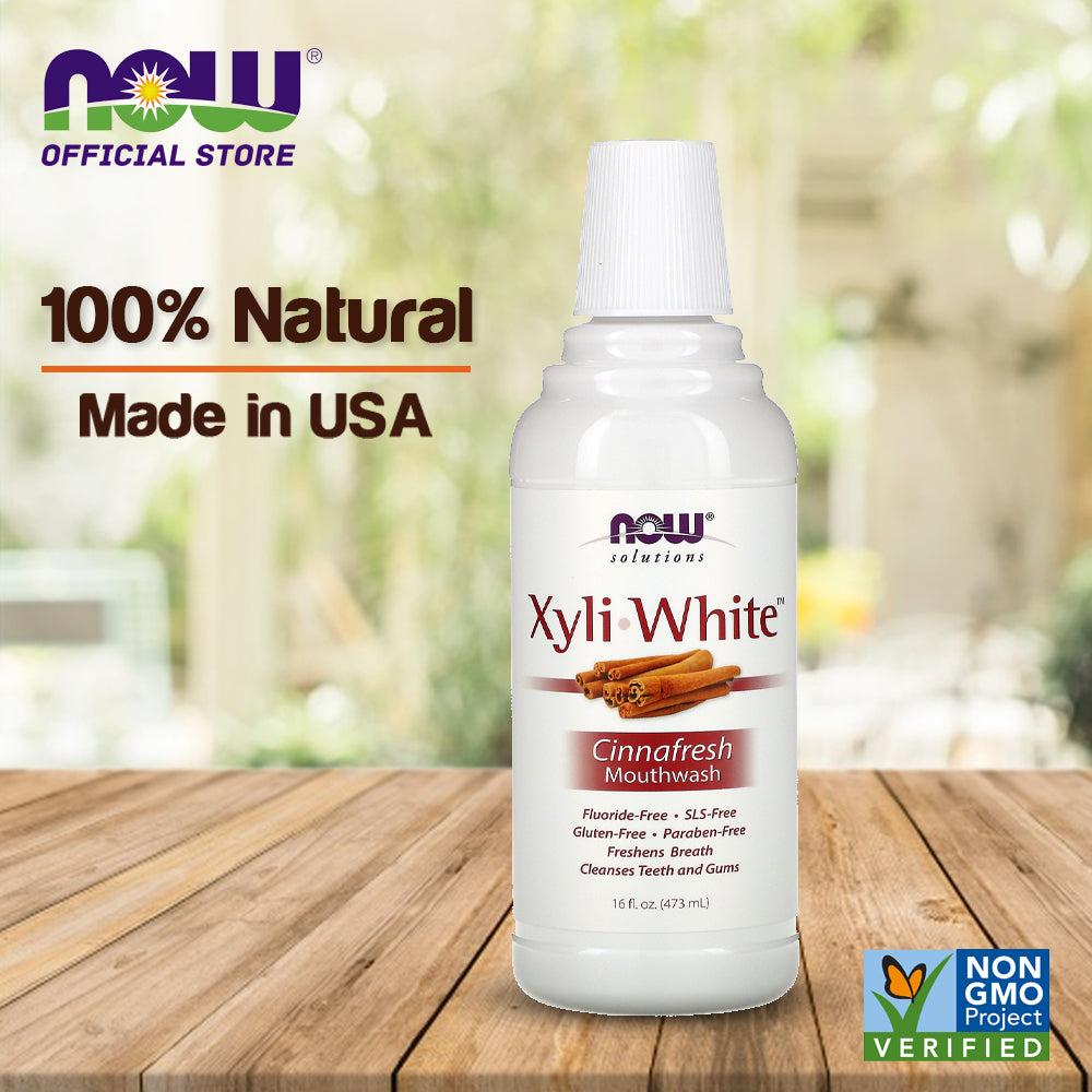 NOW Solutions, Xyliwhite Mouthwash, Cinnafresh Flavor, Naturally Freshens Breath, Cleanses Teeth and Gums, 16-Ounce (473 ml) - Bloom Concept