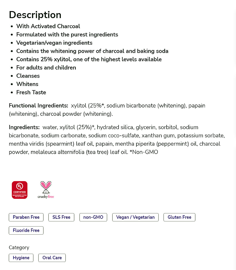 NOW Solutions, Xyliwhite Toothpaste Gel, Charcoal Refresh With Activated Charcoal, Cleanses and Whitens, Fresh Taste, 6.4-Ounce (181g) Personal Care NOW Foods USA