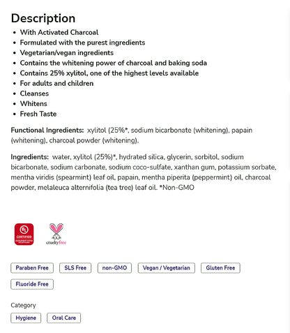 NOW Solutions, Xyliwhite Toothpaste Gel, Charcoal Refresh With Activated Charcoal, Cleanses and Whitens, Fresh Taste, 6.4-Ounce (181g) Personal Care NOW Foods USA