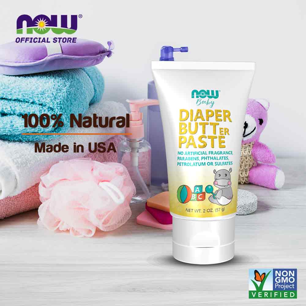 (Best by 01/26) NOW Baby, Diaper Butter Paste, Fragrance Free, No Artificial Fragrance, Parabens, Phthalates, or Petrolatum, 2-Ounce (57g) Personal Care NOW Foods USA