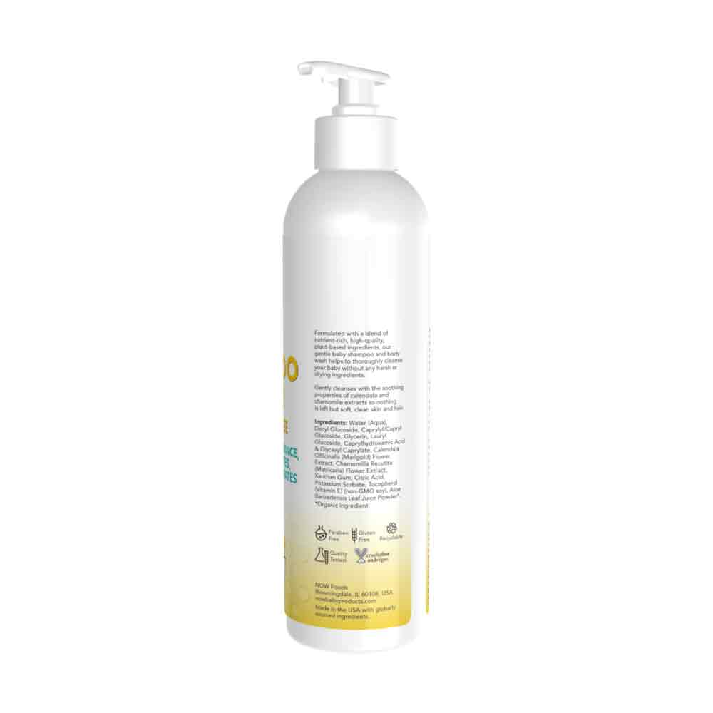 NOW Baby, Gentle Shampoo & Wash, Fragrance Free with No Artificial Fragrance, Parabens, Phthalates, Petrolatum or Sulfates, 8-Ounce (237ml) - Bloom Concept