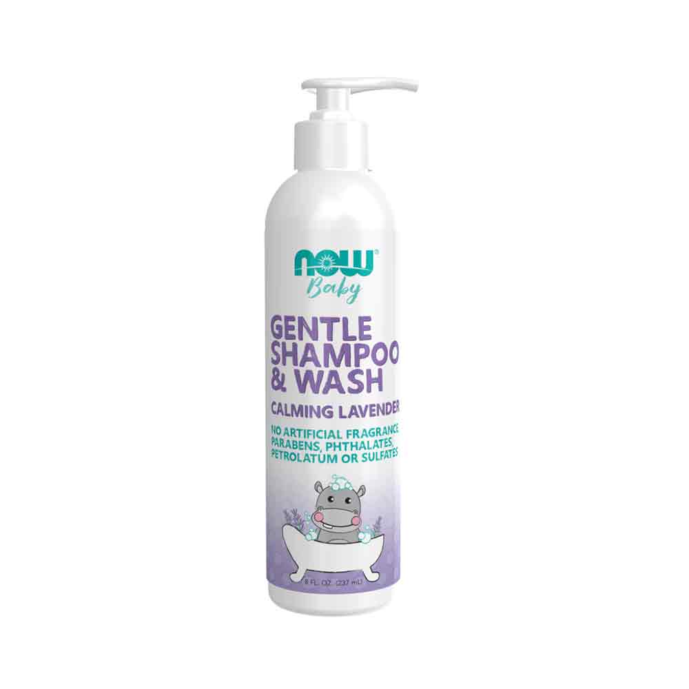 NOW Baby, Gentle Shampoo and Wash, Calming Lavender, Paraben Free, 8 Fluid Ounces (237ml) - Bloom Concept