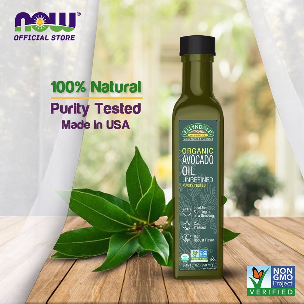 NOW Foods EllynDale Avocado Cooking Oil, Organic in Glass Bottle, 8.45 fl. oz (250ml) Natural foods NOW Foods USA