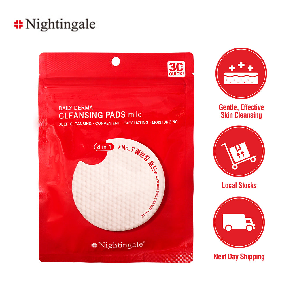 Gentle Daily Derma Cleansing Pads by Nightingale - Mild, Easy Makeup Remover for Sensitive Skin - Korean Skincare Cosmetics (70 pads/10 pads)l) - Bloom Concept