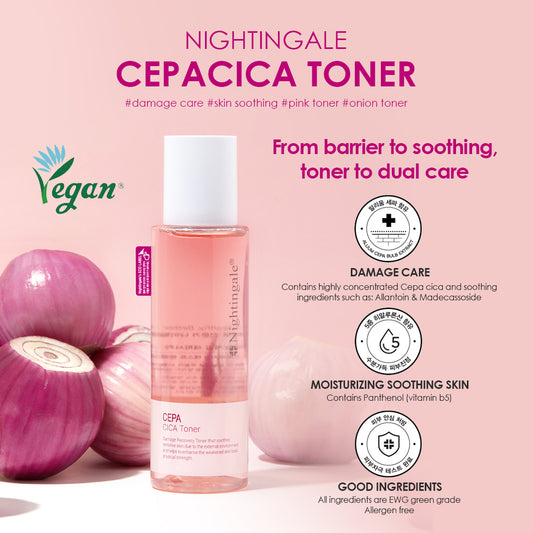 Nightingale Damage Recovery Cepa Cica Toner 200ml - for Face Skin Repair & Moisturizing Anti-Aging Toner - Daily Use for Sensitive Skin - Korean Skincare Cosmetics - Bloom Concept