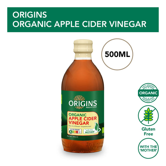 Origins Healthfood Organic Apple Cider Vinegar with “Mother” Raw  & Unfiltered Italy (500ml) - Bloom Concept
