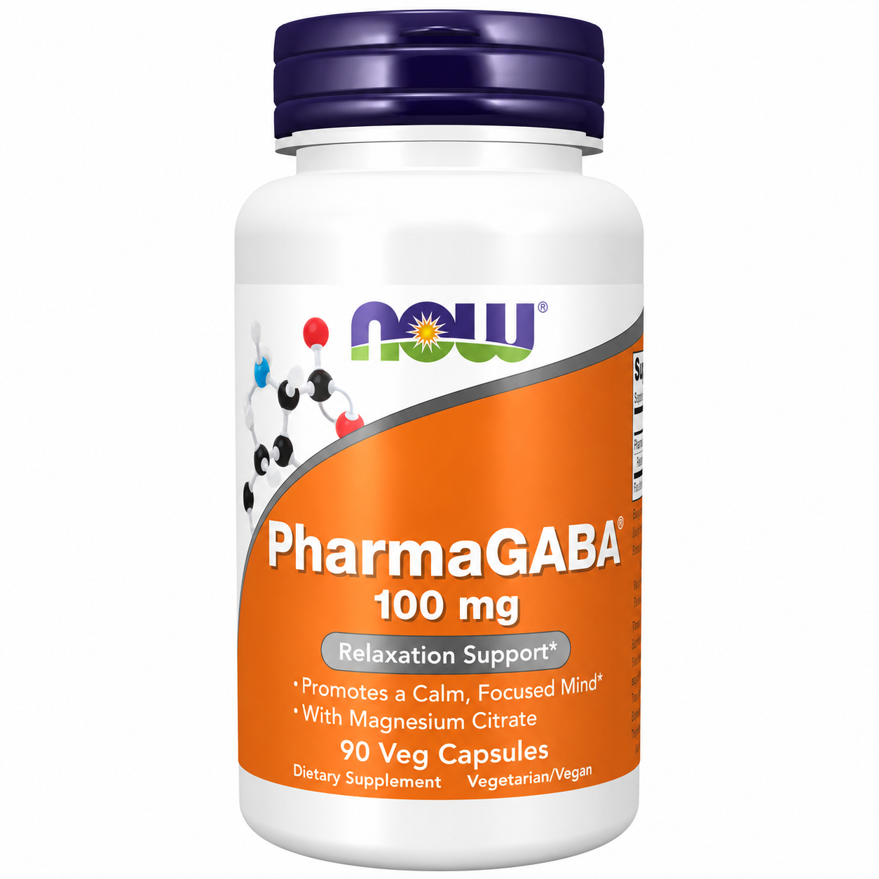 NOW Supplements, PharmaGABA 100 mg with Magnesium Citrate, 90 Veg Caps, Relaxation Support Vitamins &amp; Supplements NOW Foods USA