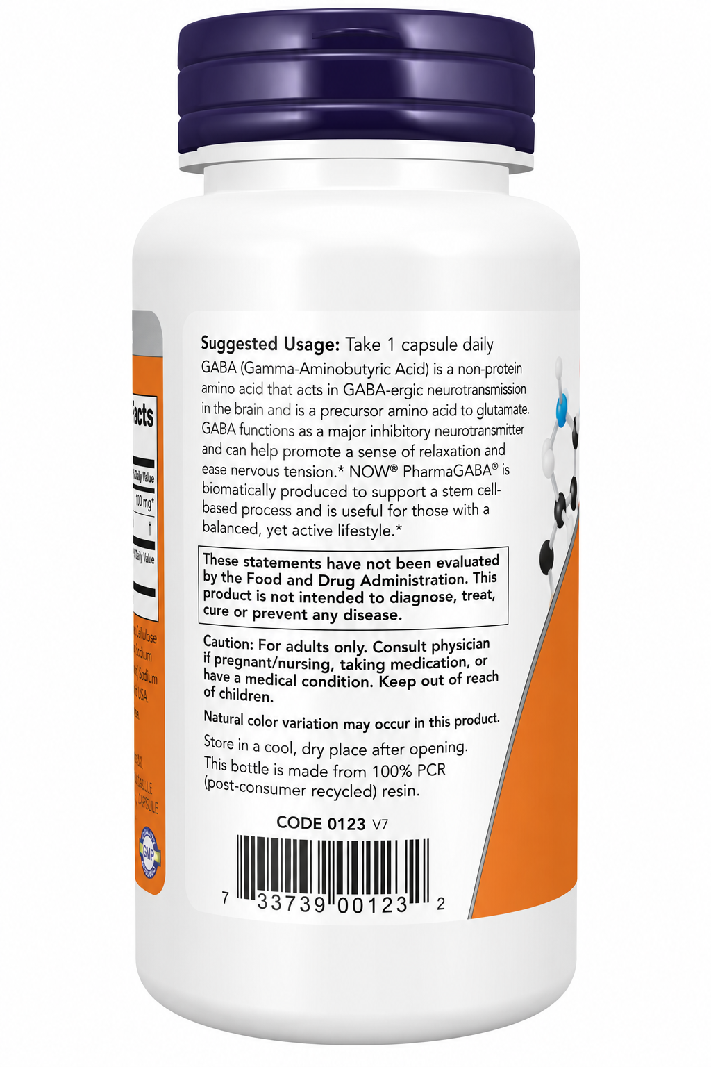 NOW Supplements, PharmaGABA 100 mg with Magnesium Citrate, 90 Veg Caps, Relaxation Support Vitamins &amp; Supplements NOW Foods USA